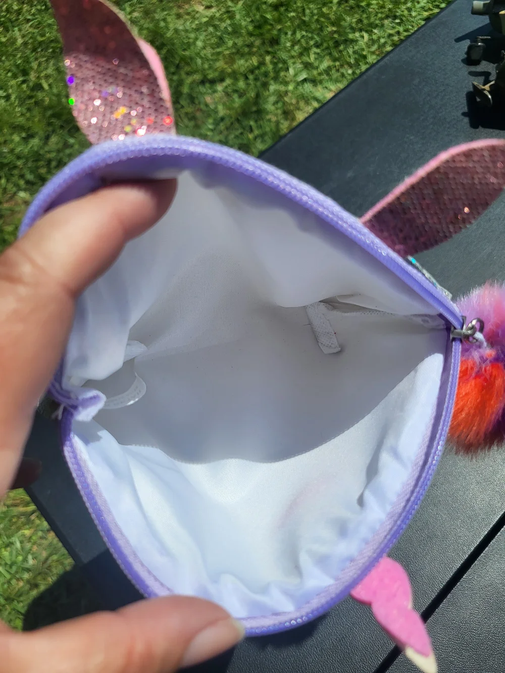 Cat and Jack Unicorn Makeup Bag Silver Glitter Excellent Condition